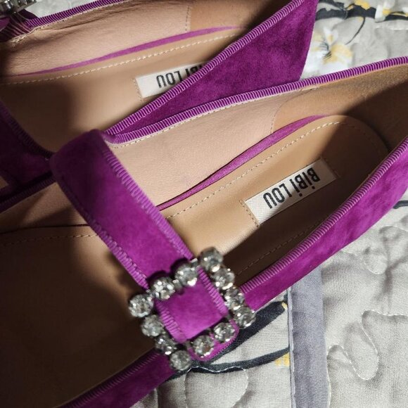 Rare BIBI LOU Ballet Essen Mary Jane Suede Flats Womens Sz 10 MSRP $200 - Picture 4 of 12